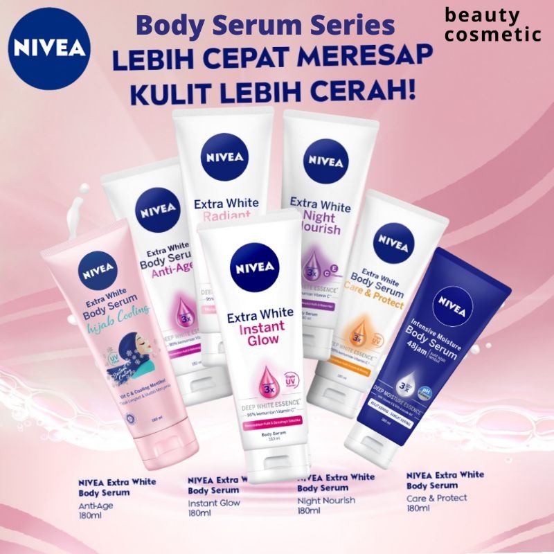 NIVEA Body Serum Extra White / Care and Protect / night nourist / instan glo