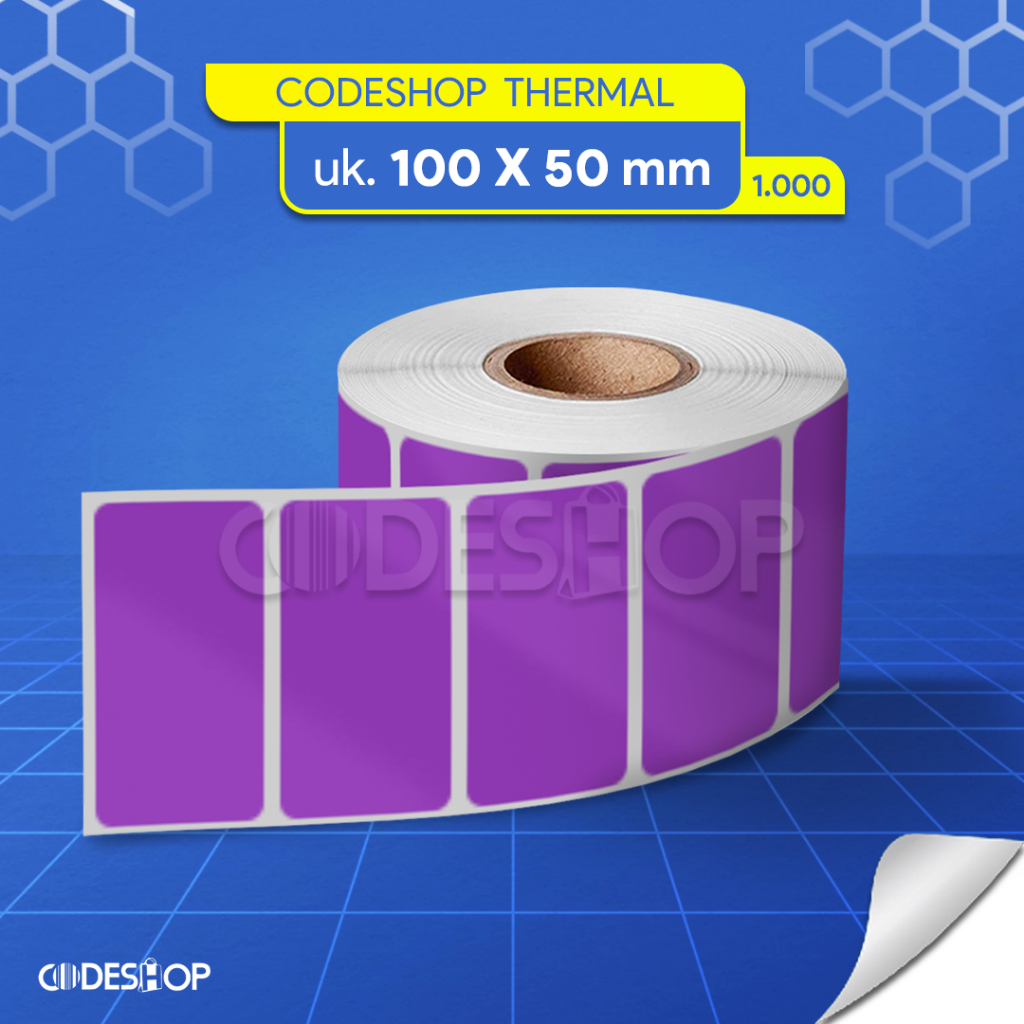 

Stiker Label Termal Ungu 100 x 50 / 100x50 mm / 100x50mm / 10x5 cm 1000 Pcs