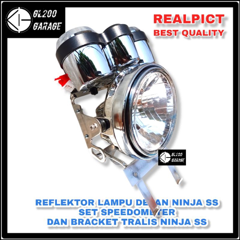 REFLEKTOR LAMPU DEPAN NINJA SS SET SPIDOMETER DAN BRACKET PANGKON LAMPU TRALIS NINJA SS