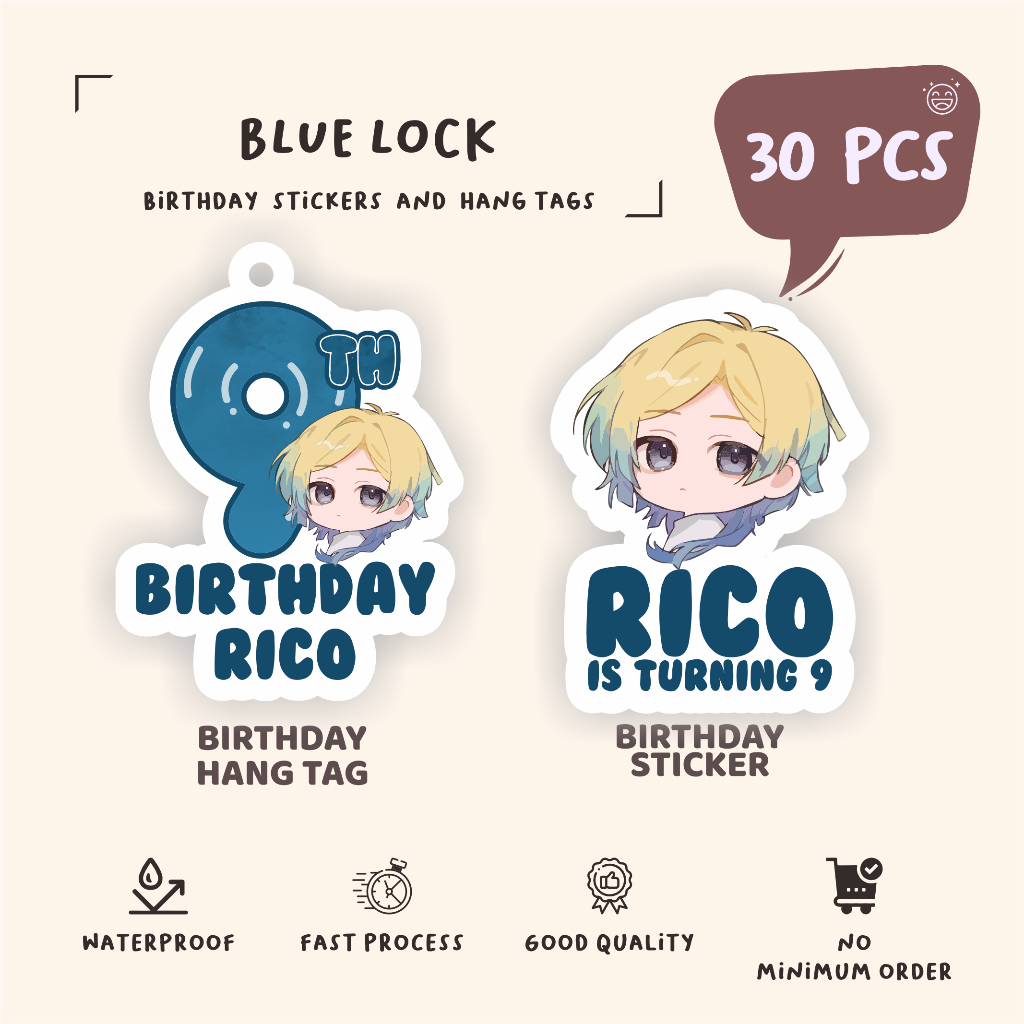 

(30pcs)label hang tag anime BLUE LOCK/lucu cetak hang tag ulang tahun/label stiker diecut/murah/label ulang tahun/suvemir ultah/stiker diecut/hangtag diecut