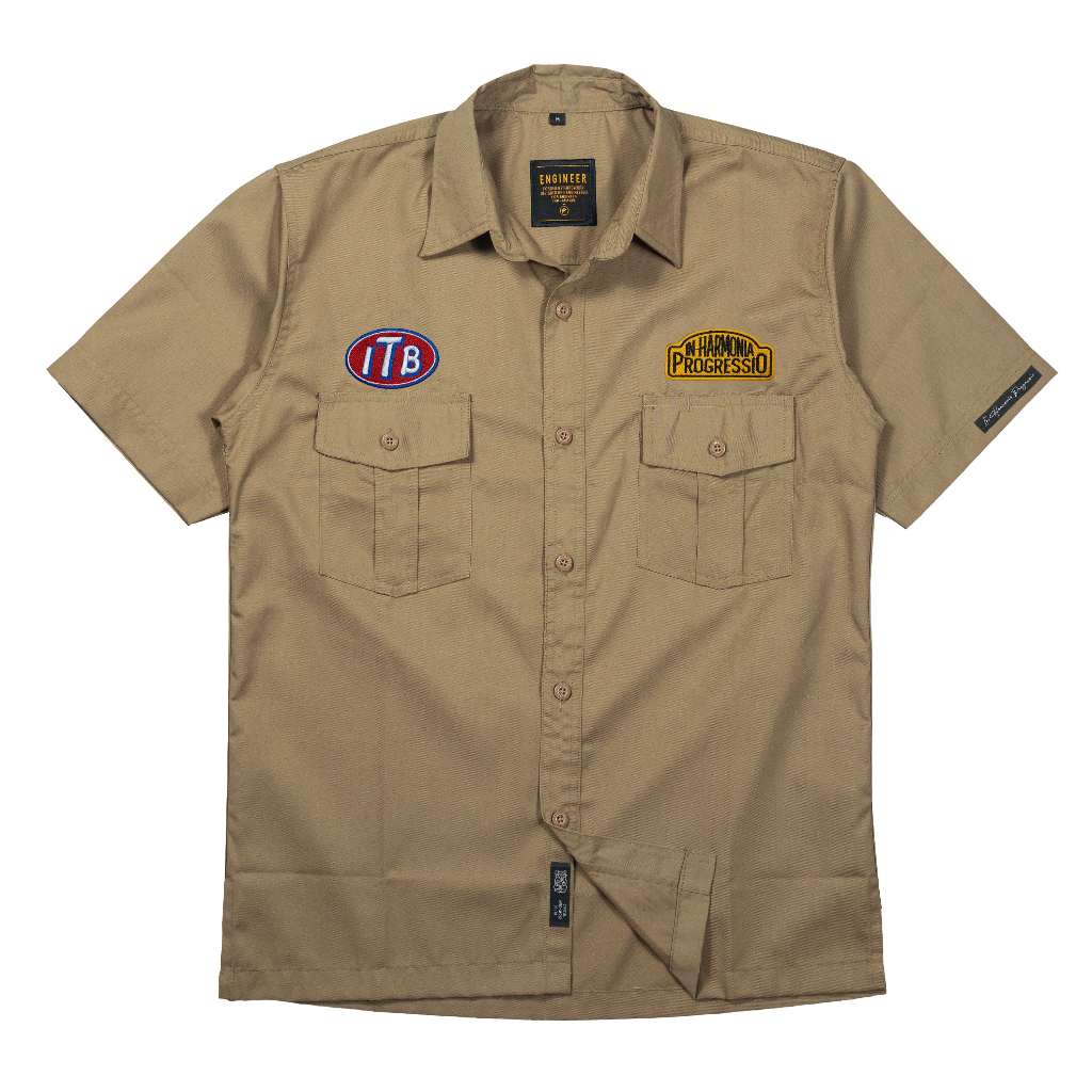Engineer Workwear - ENG X ITB Merchandise Kemeja Lengan Pendek Hardwork Cream