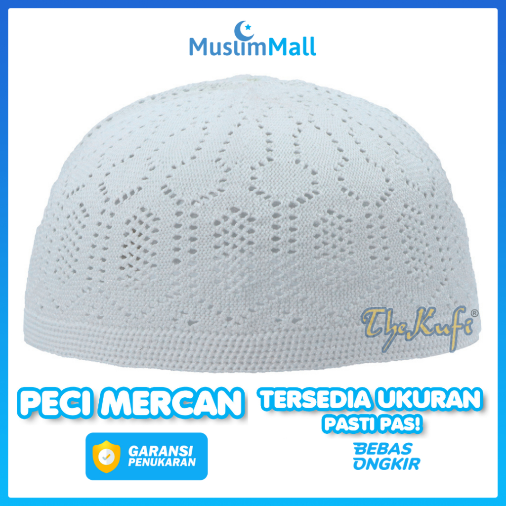 Peci Putih Mercan Turki Original Kopiah Rajut