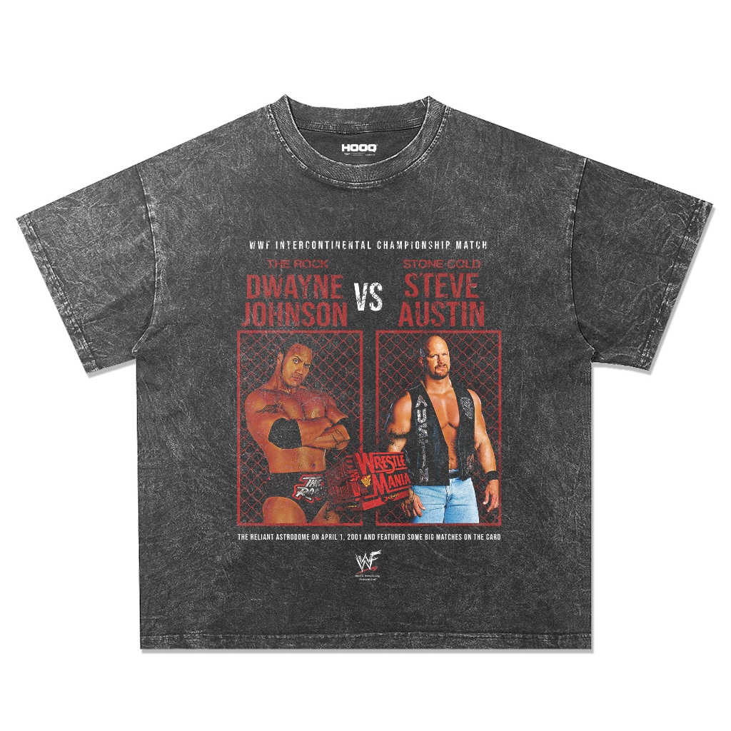 Kaos Smackdown The Rock Vs Stone Cold Oversize Washing Stonewash Smackdown T-shirt
