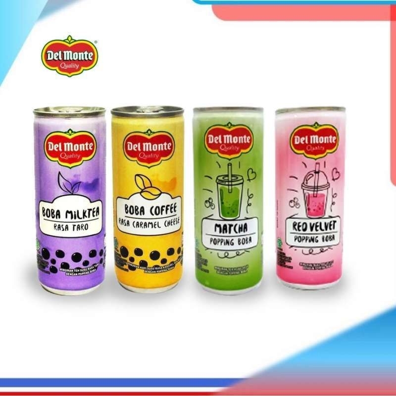 

Delmonte Drink Boba Milktea / Minuman Kaleng Boba Matcha / Redvelvet / Boba Coffe Caramel Kaleng / Boba Milktea Taro