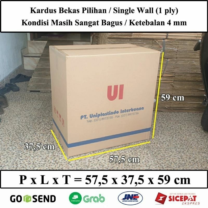 

Kardus Bekas Pilihan / Ukuran PxLxT = 57,5x37,5x59 cm
