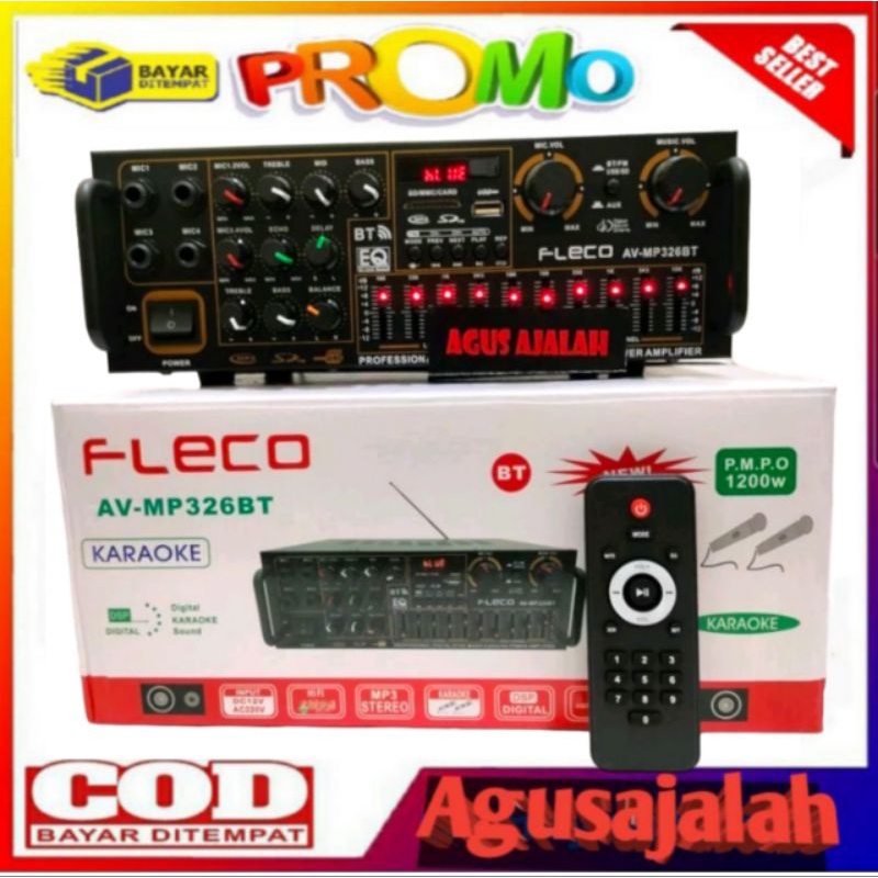 ✅ cod power amplifier bluetooth fleco 669bt karaoke mp3 usb radio Audio power Ampli fleco