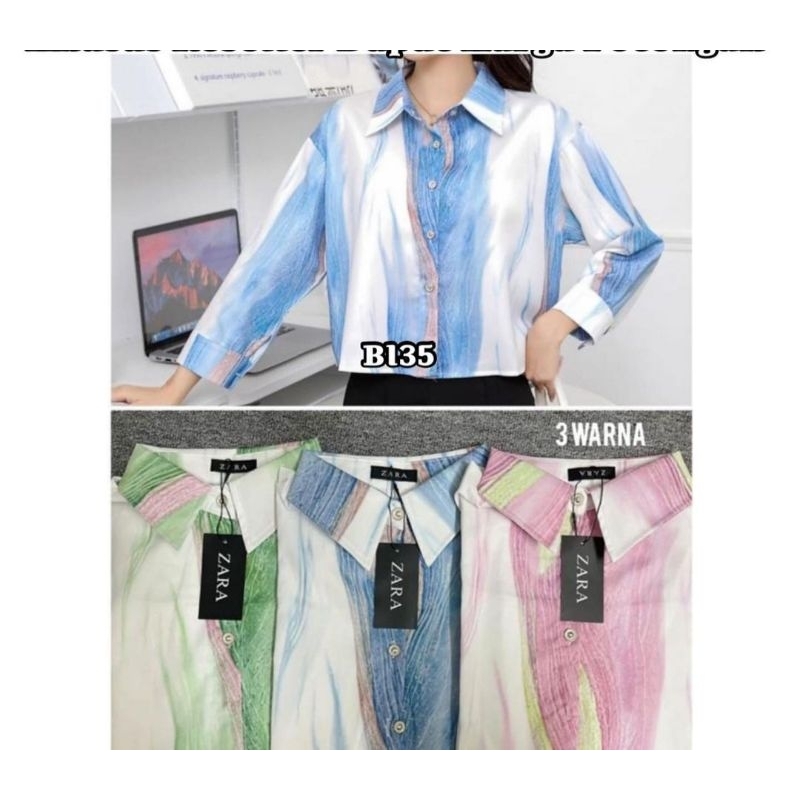 ZARA CROP Atasan, Motif Marble