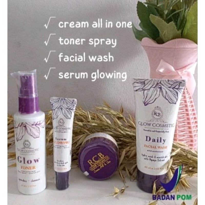 paketan lengkap RCB glow cosmetic+serum glowing
