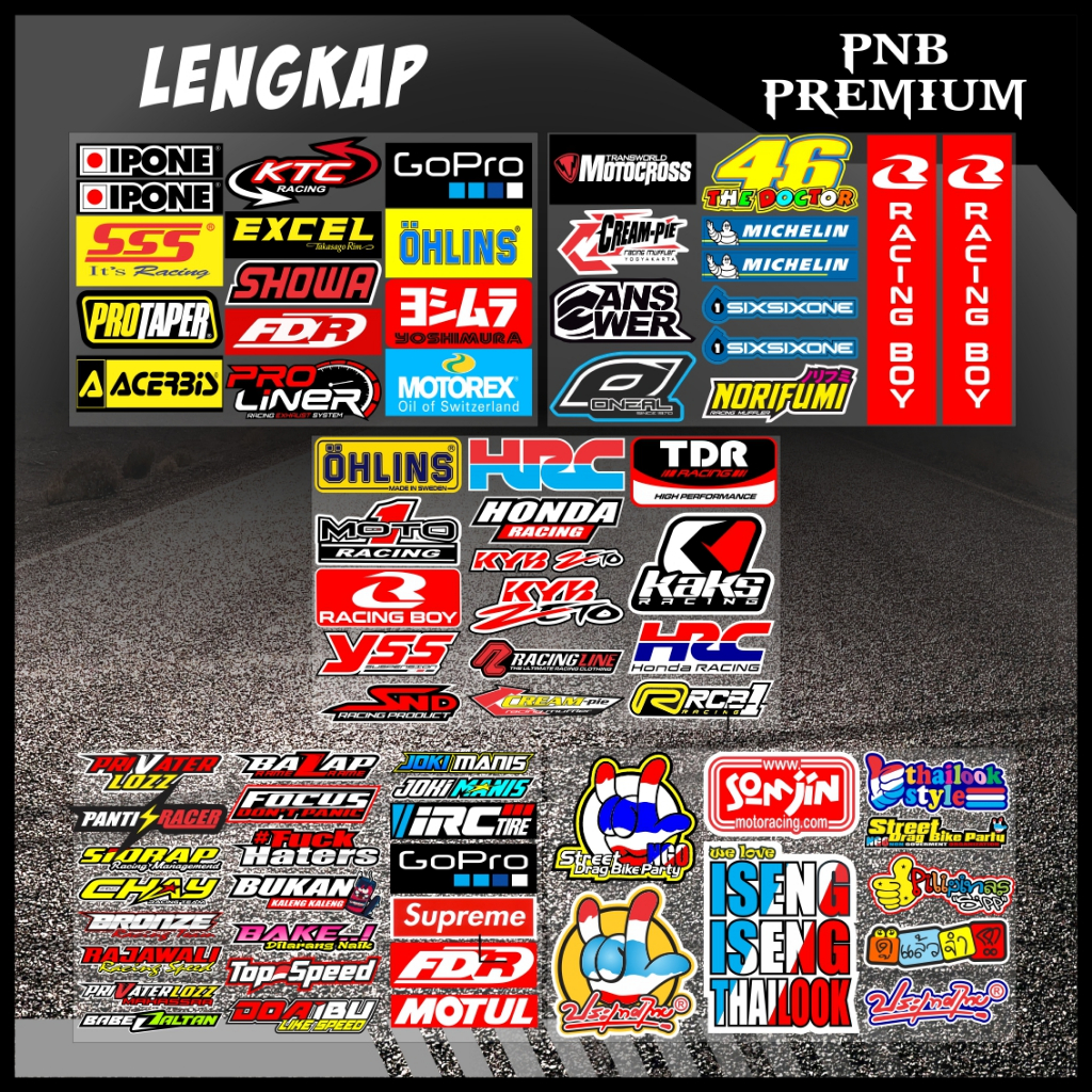

Stiker Pack sudah di potong tema racing roadrace dan drag race PNB 1