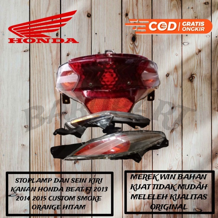 WIN STOP LAMP LAMPU BELAKANG DAN SEIN SEN REM HONDA BEAT FI 2013 2014 2015 CUSTOM SMOKE ORANGE HITAM