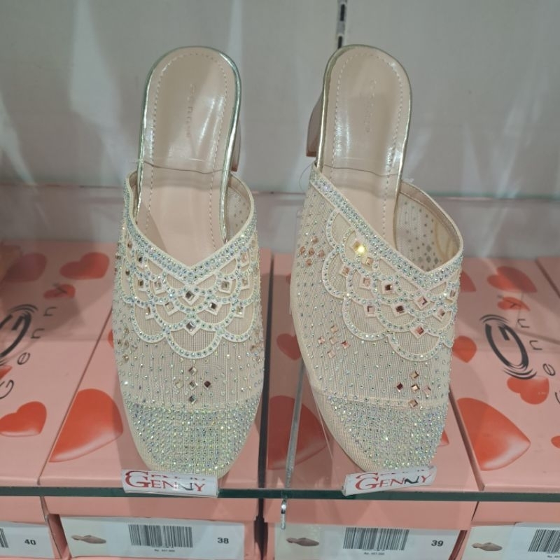 Selop pesta wanita hak kotak 3cm matahari depstore