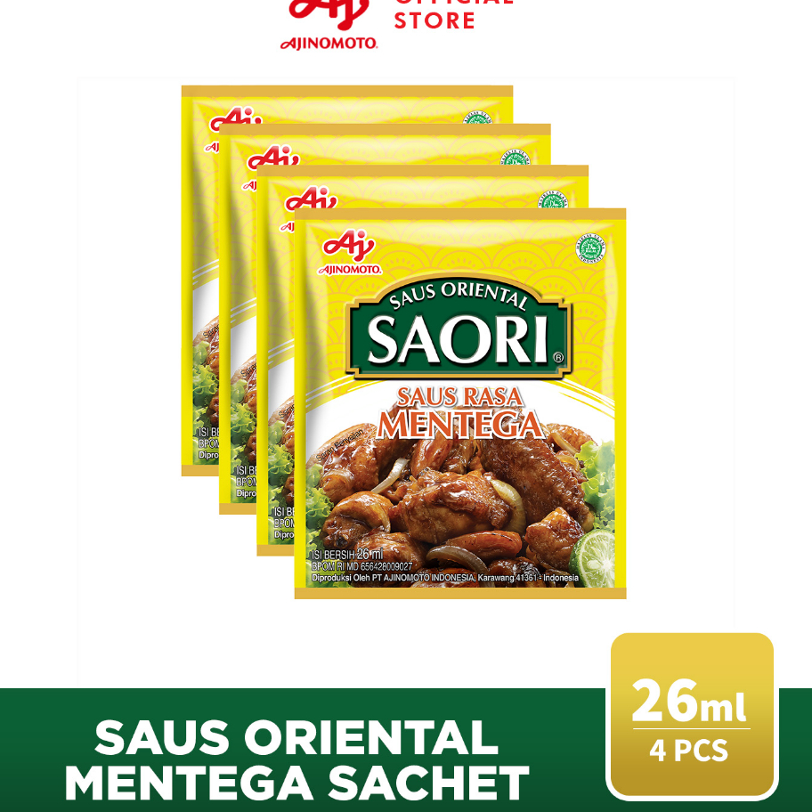 

Bestseller SAORI® Saus Mentega Oriental Sachet 26 ml (4 pcs)