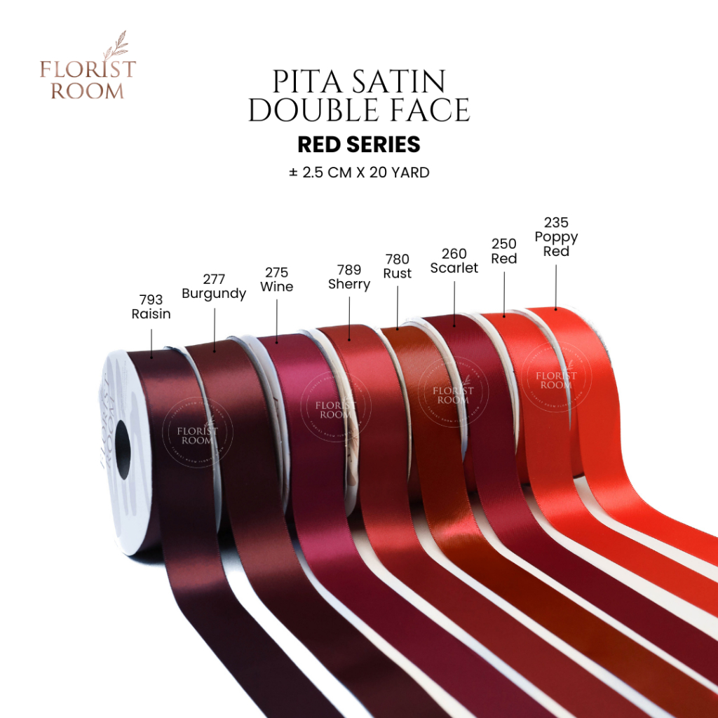 

Pita Satin Double Face ±2.5cm x 20yard Red Series