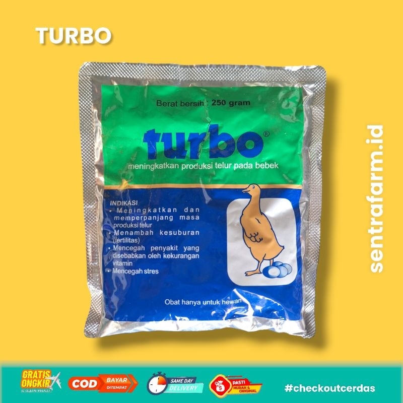 Suplemen Produksi Telur TURBO Untuk Meningkatkan Produksi  Telur Bebek  250gr