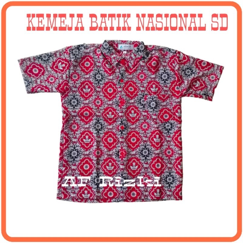 Kemeja Batik Merah SD Lengan Pendek Batik Nasional