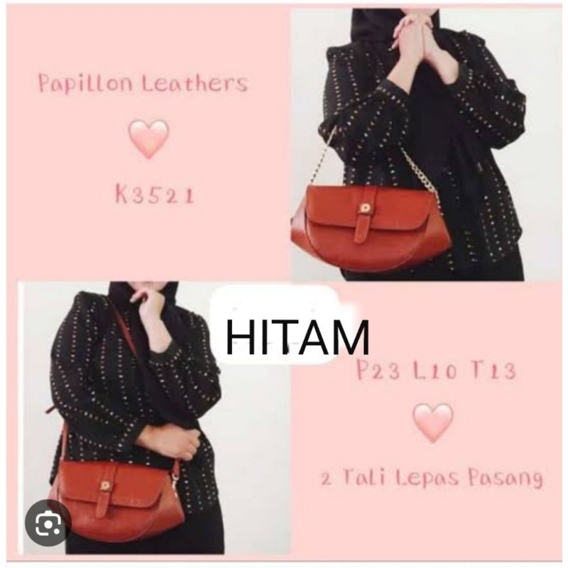 Tas Papillon leather original k3521 hitam * new