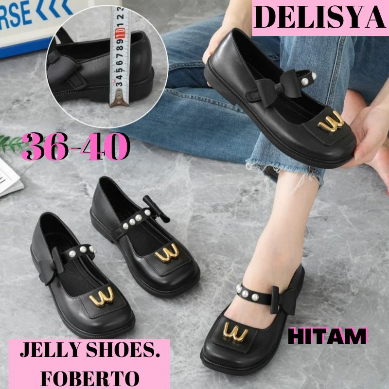 ( COD ) SPATU SEPATU JELLY SHOES JELLYSHOES PANSUS TALI HITAM CEWE CEWEK WANITA IMPOR IMPORT KOREA