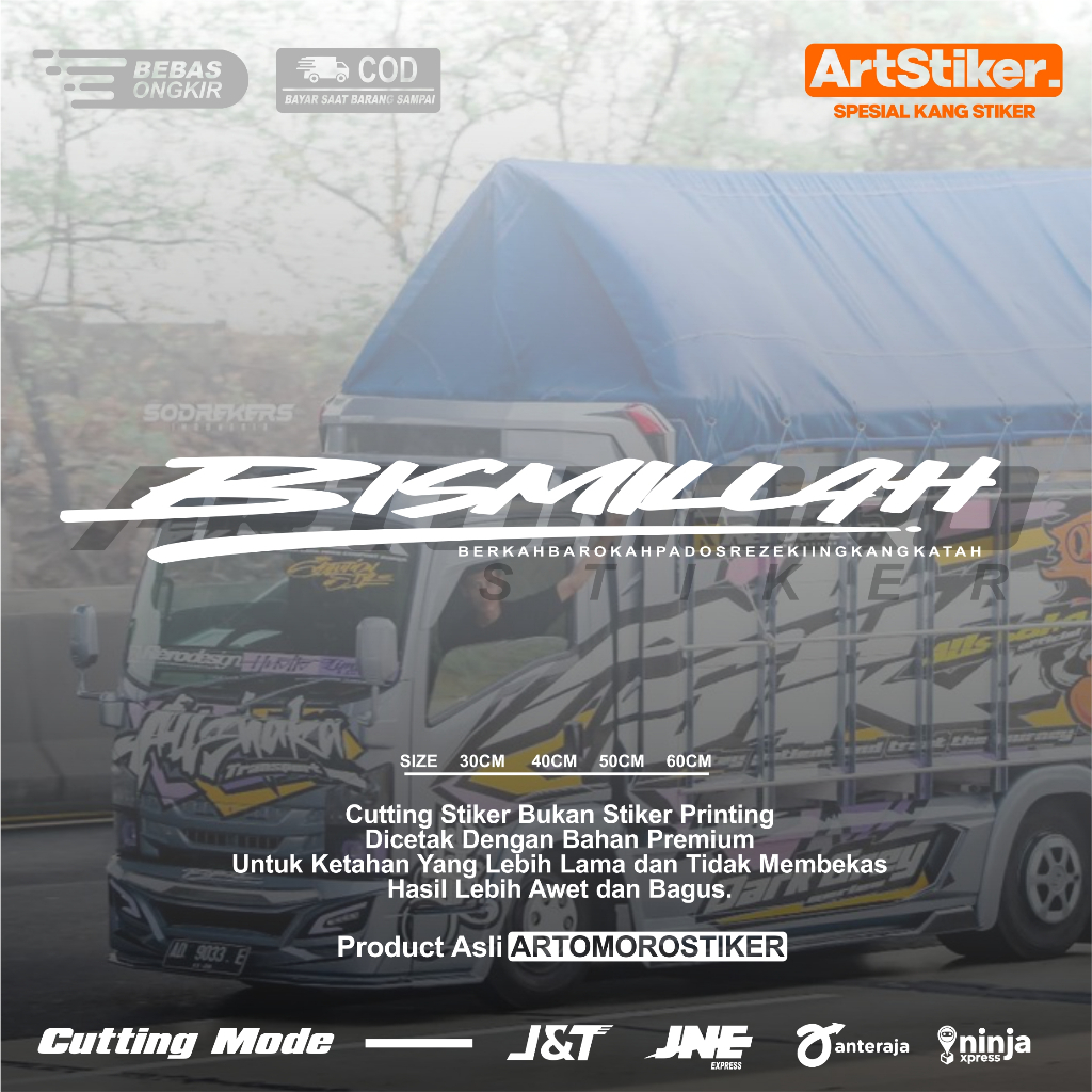 Stiker truk bismillah sticker variasi kaca mobil pickup truk stiker kaca bismillah bisa request