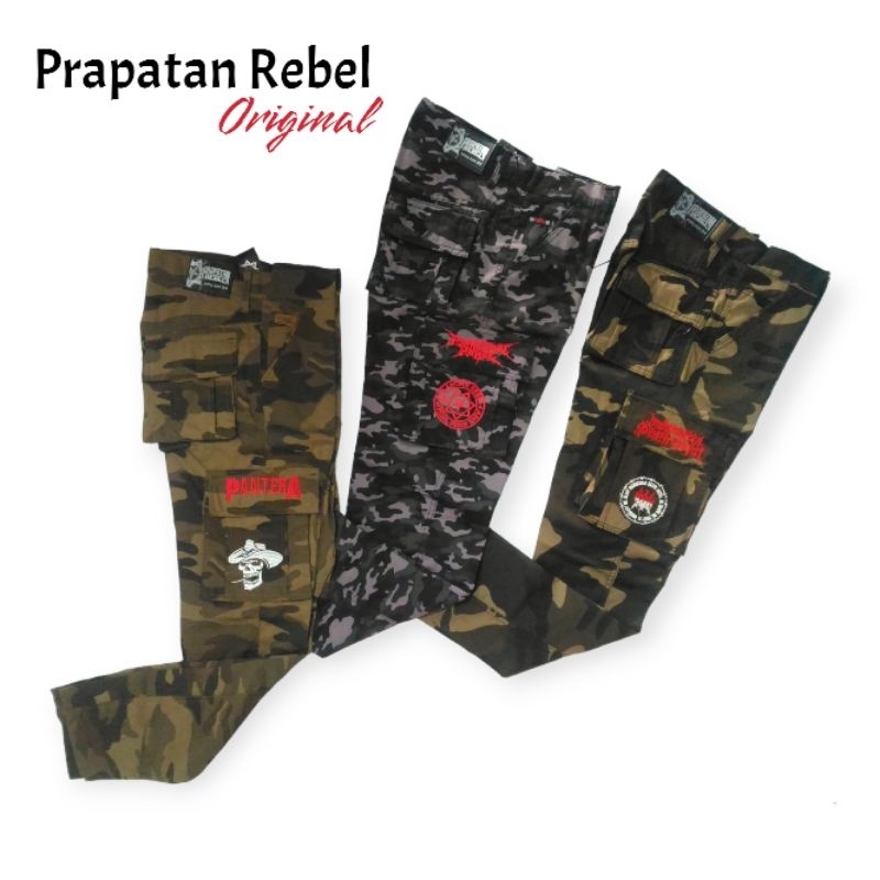 Prapatan Rebel | Celana Panjang Cargo Doreng M (30) Bordir Metal