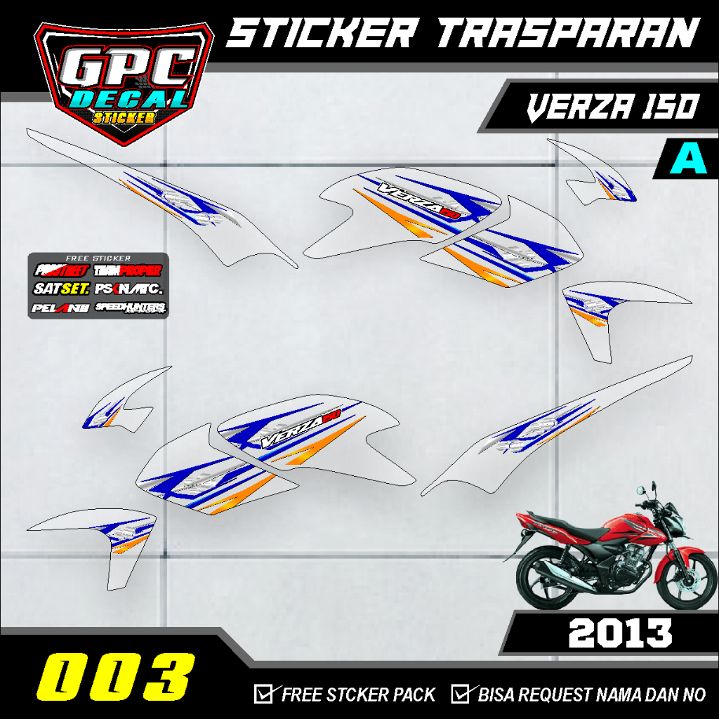 STRIPING TRANSPARAN VERZA 150 2013 DESAIN GRAFIST MINIMALIS GPC DECAL 003