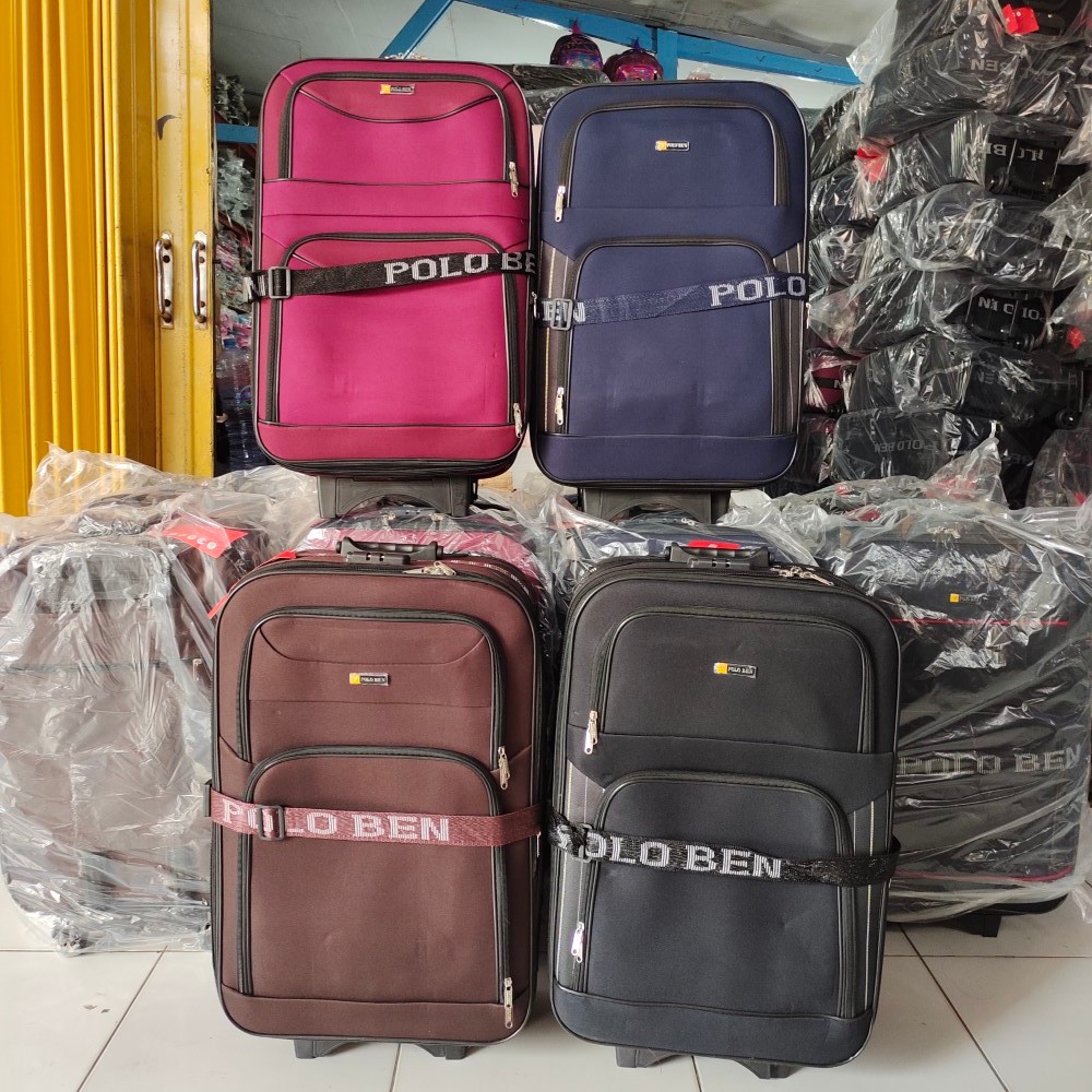 Koper Kain merk POLO BEN ukuran 16, 20 bisa masuk Kabin dan 24 inch bisa diperbesar, Ringan dan Taha