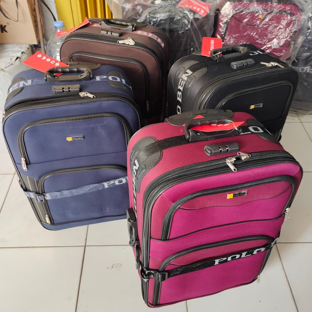 paket hemat koper kain merk polo ben ukuran 16, 20 bisa masuk kabin dan 24 inch bisa diperbesar,