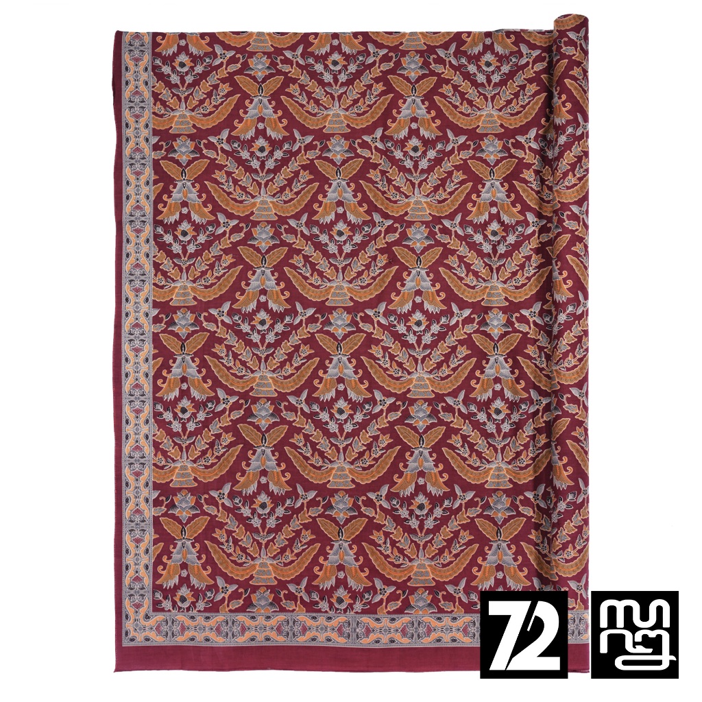 JARIK BATIK Premium Bahan Katun Motif Kembang Warna Merah Maroon Marun Maron 726059 Cap 72 Kain Jari