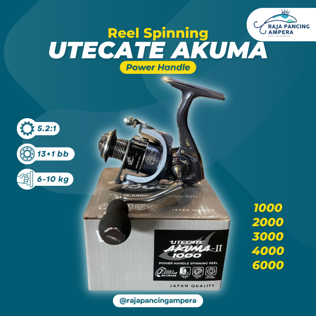 REEL SPINNING UTECATE AKUMA Power Handle Full Metal | Kerekan Pancing Besi Murah