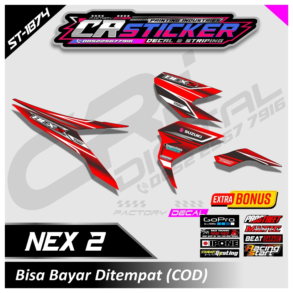 Striping suzuki nex 2 suzuki nex 2 aksesoris modifikasi suzuki nex skotlet motor merah glossy varias