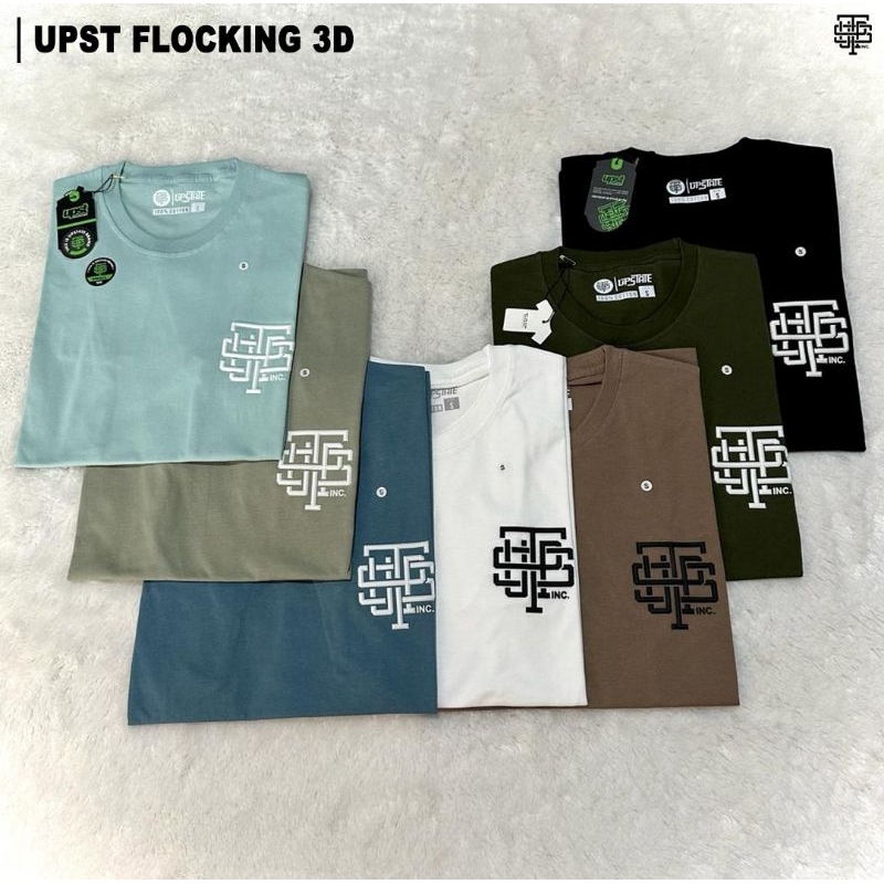 AlmosDistro Kaos sablon FLOCKING Karet 3D UPSTATE SERIES Cotton combed 24s VOL.1