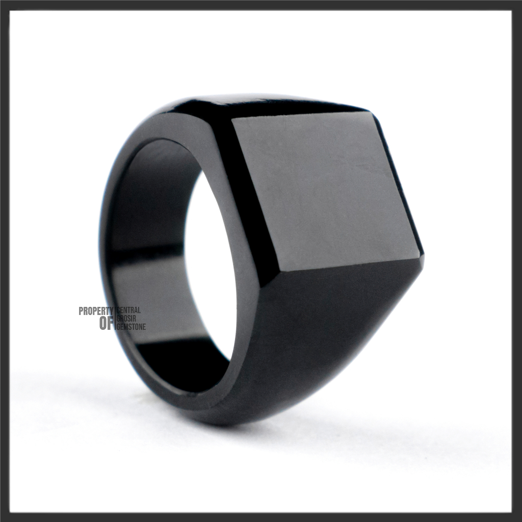 RB Cincin Pria Batu Giok Hitam Asli Natural Black Jade Original