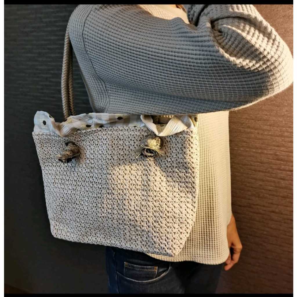 Tas Wanita Totebag Rajut Style Vintage Fashionable Simple Unik