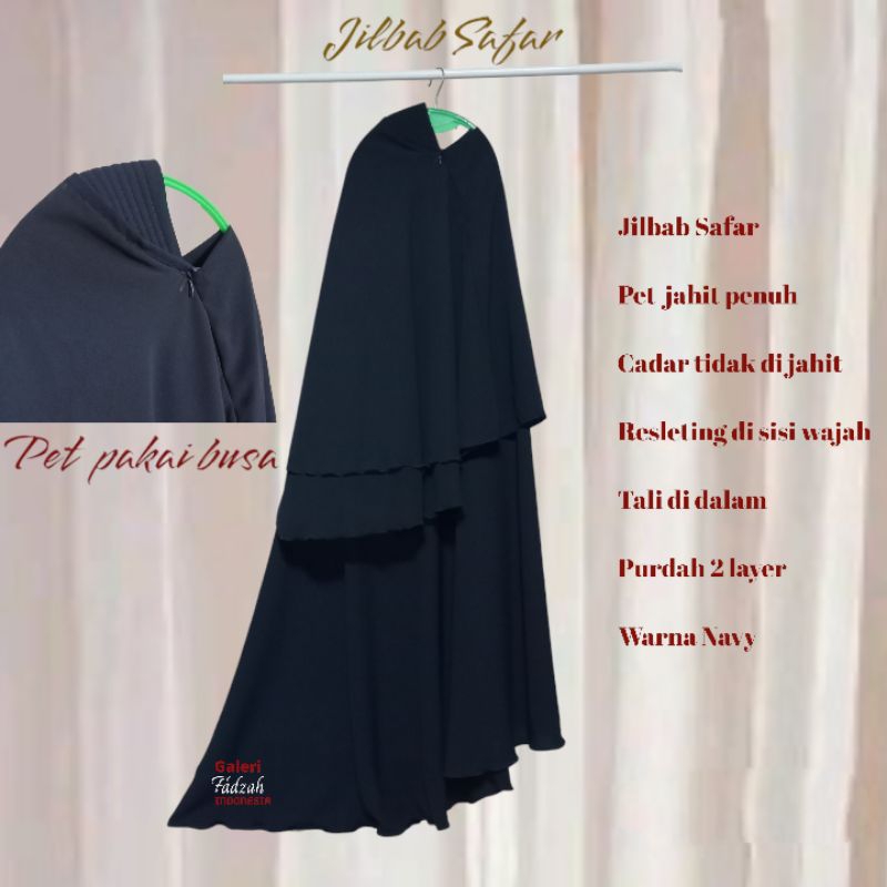 Khimar Safar Soft pet NAVY ( cadar bawah mata tidak di jahit )