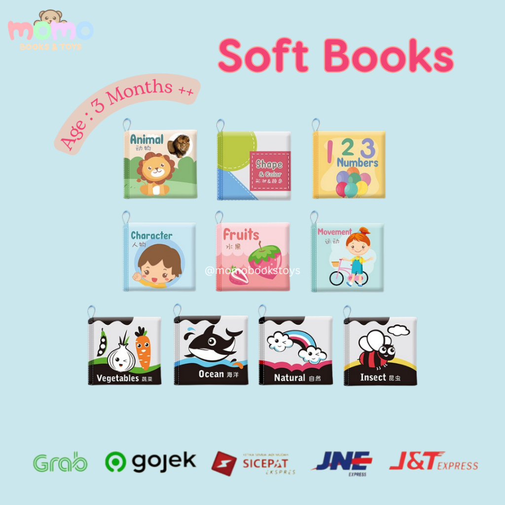 [MOMO] SOFT BOOK | Buku Bantal Bayi 0-6 Bulan | Buku Bayi Newborn Bersuara Bunyi | Mainan Edukasi An