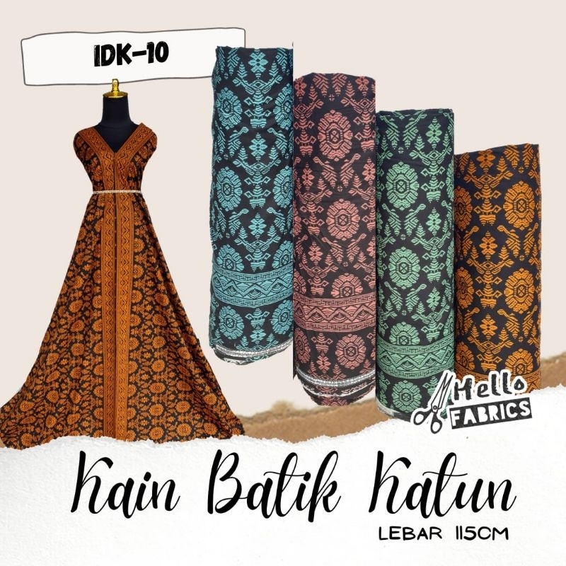 ( IDK-10 ) Kain Batik Katun Meteran Motif Songket Tenun Dasar Hitam Lebar 115cm Motif Terbaru