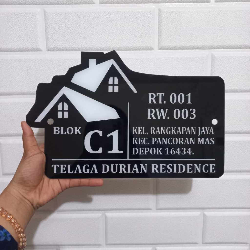 nomor rumah akrilik tipe model rumah papan nama custom akrilik