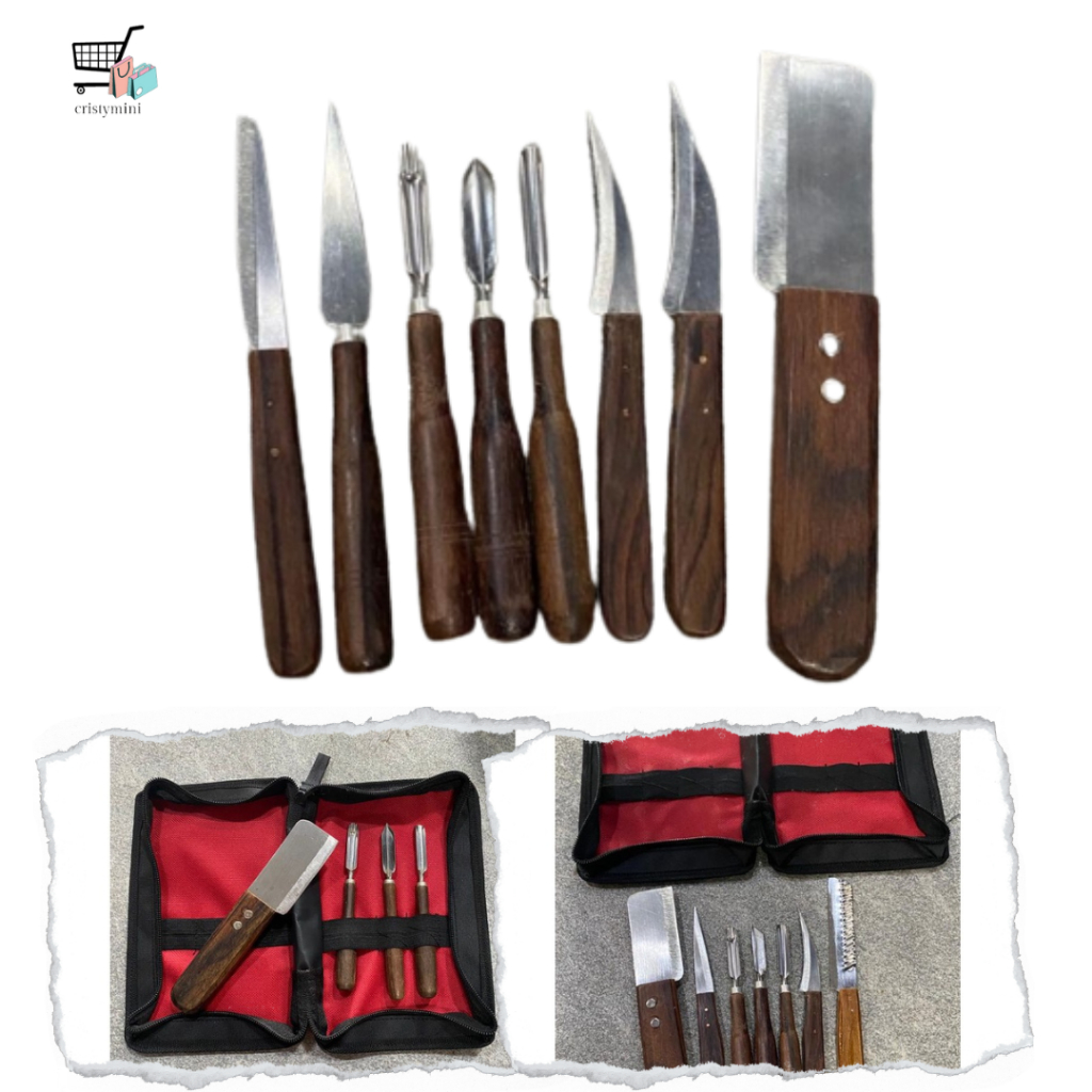 TERMURAH✔✔  PISAU GARNISH SET DOMPET ISI 8 BUNTUNG / pisau ukir buah / pisau garnish / pisau carving