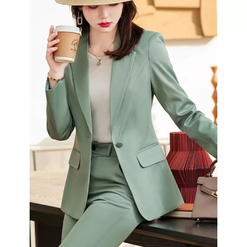 Atasan Jas Blazer Wanita Style Korea  Warna Sage Green
