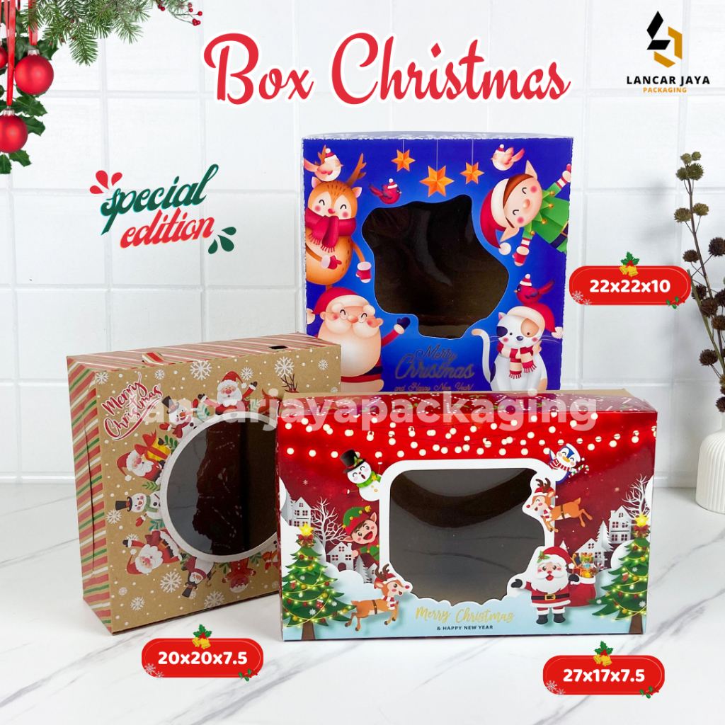 

Box Natal Christmas Kotak Roti Bolu Lapis Dos Hampers Kue Kering DW 20x20x7.5 22x22x10 27x17x7.5 cm