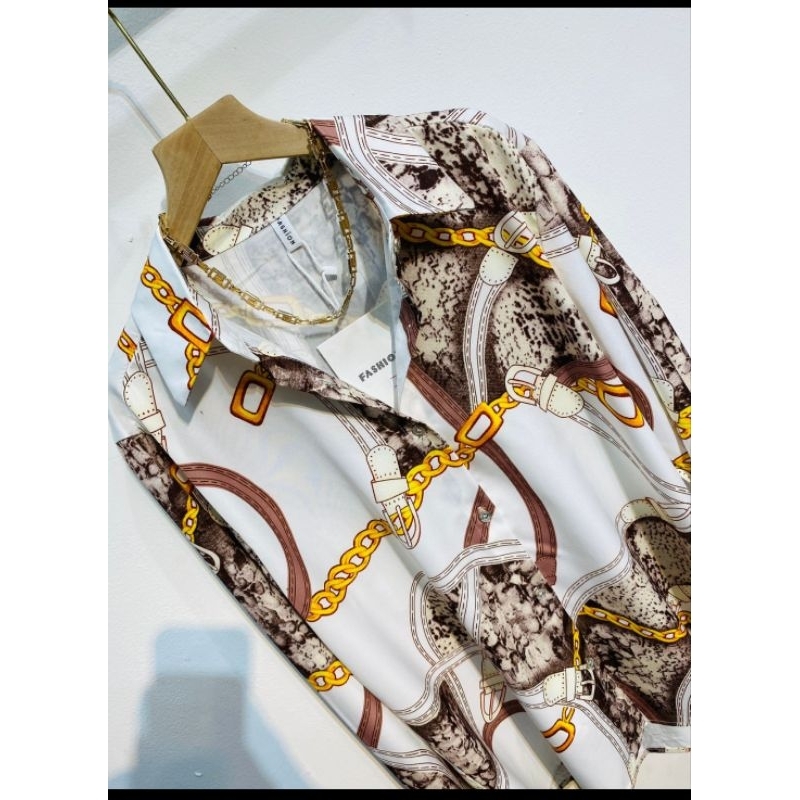 Kemeja Ld 114  PJ 7p Motif sisik ular Cantik BKK