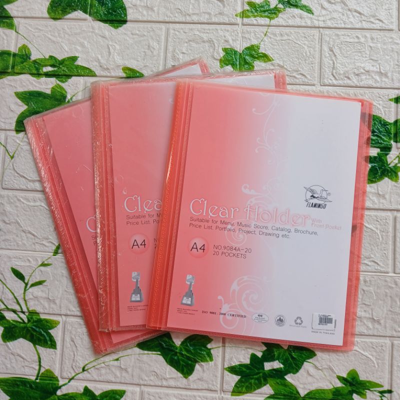 

FLAMINGO Clear File Holder with Front Pocket No 9084A-20 Ukuran A4 isi 20 Pockets