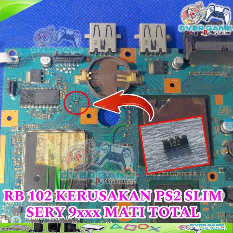 IC RISET & RB 102 PS2 SLIM SERY 9000 KERUSAKAN  MATI TOTAL