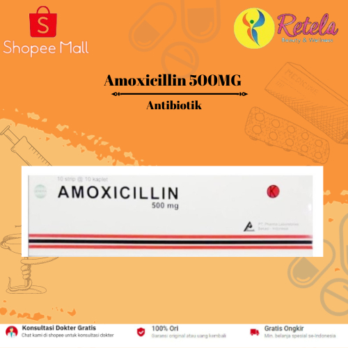 Amoxicillin 500Mg 1 Strip 10 Capsul / Amoxilin / amoksilin / Antibiotik / Anti biotik / Antibiotik A