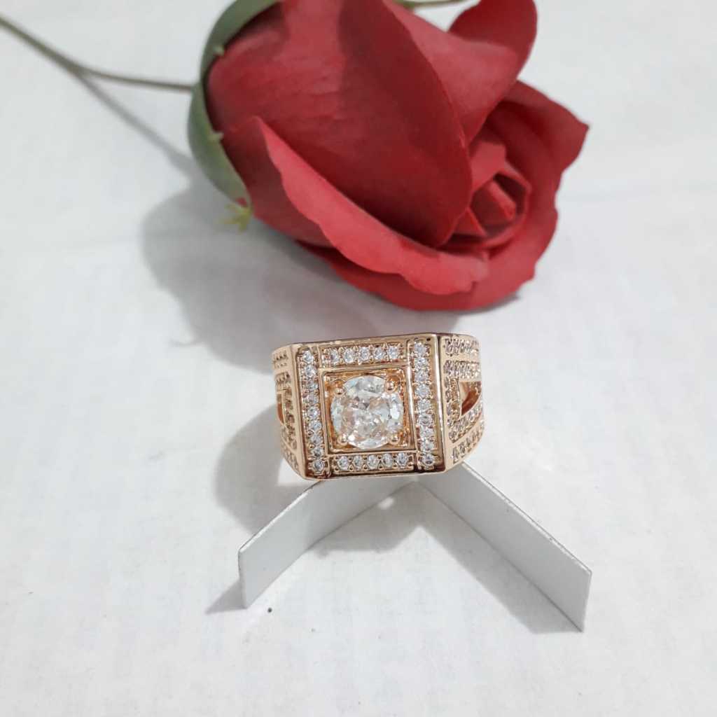 Cincin permata macho(2) warna emas pria dewasa.