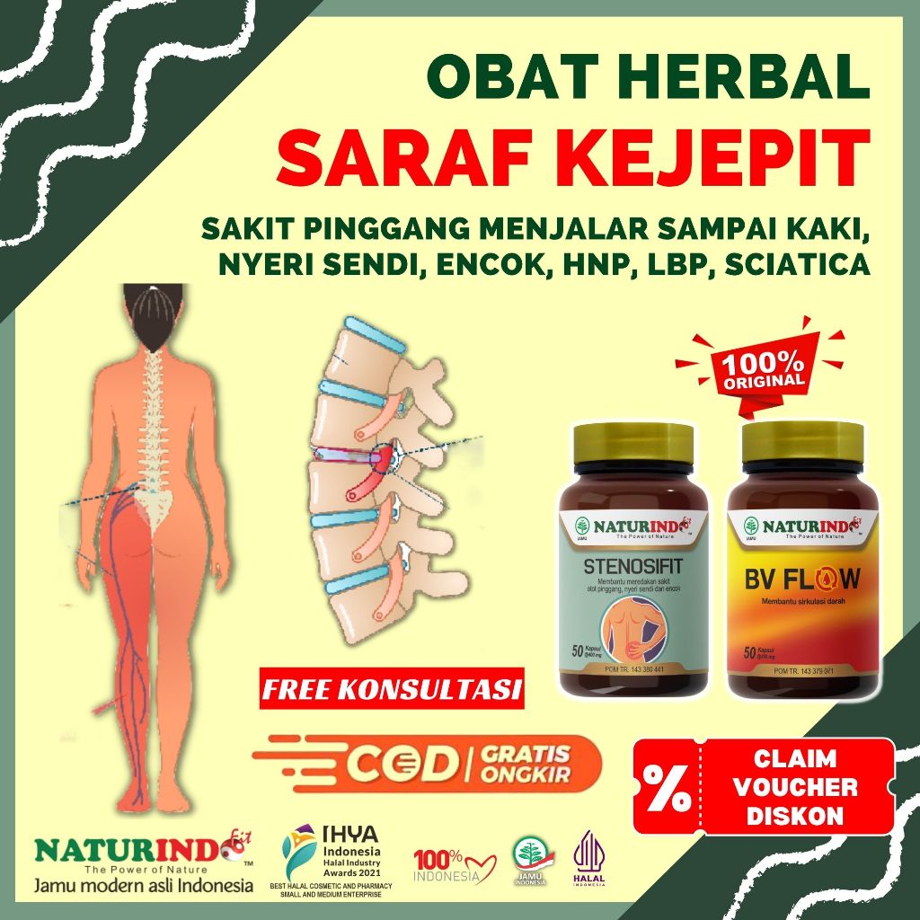 Obat Saraf Kejepit Pinggang dan Kaki Sakit Pinggang Encok Herbal Syaraf Terjepit Sakit Pinggang