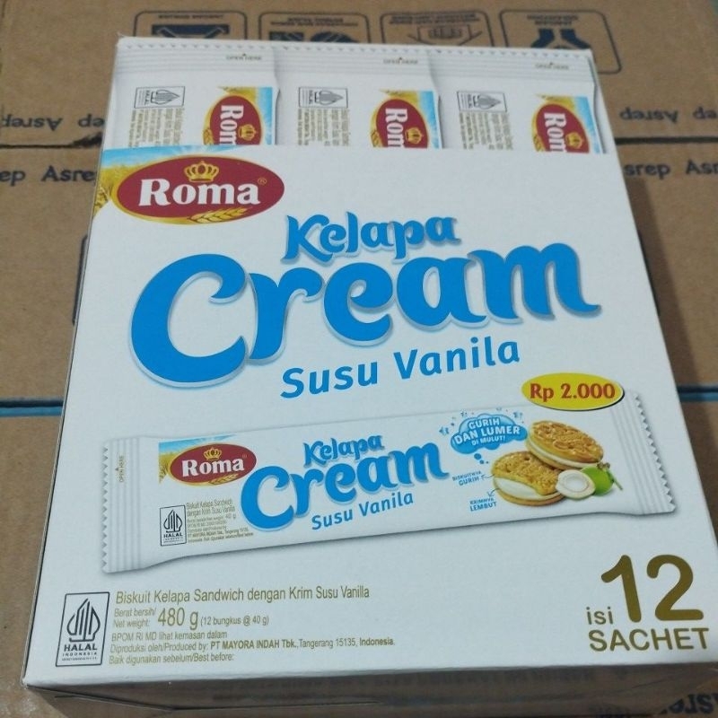

ROMA KELAPA CREAM RASA VANILA BOX isi 12 pcs