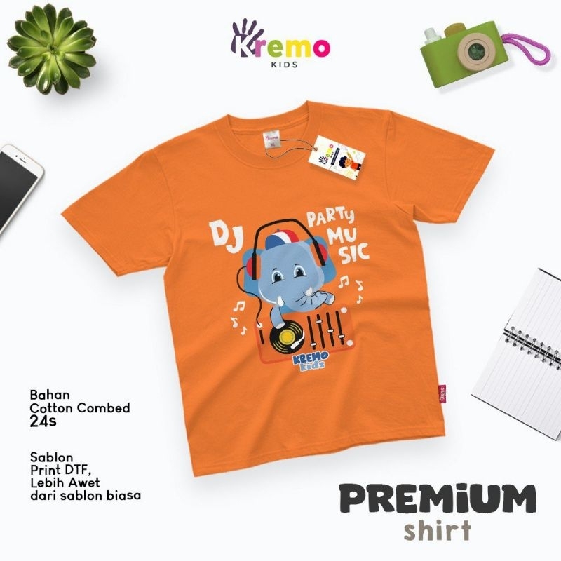 KAOS KREMO KIDS PREMIUM 24S ANIMAL GAJAH DJ PARTY MUSIC
