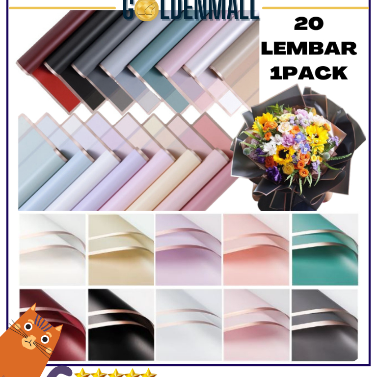 

PROMO HARI INI [20 LEMBAR] Flower Wrapping Paper Varian List Gold Kertas Buket Bunga Cellophane Florist KB10