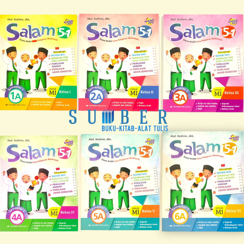 Buku Pelajaran Madrasah Ibtidaiyyah (Salam 1A-6A Dan 1B - 6B) Erlangga Kurikulum 2013