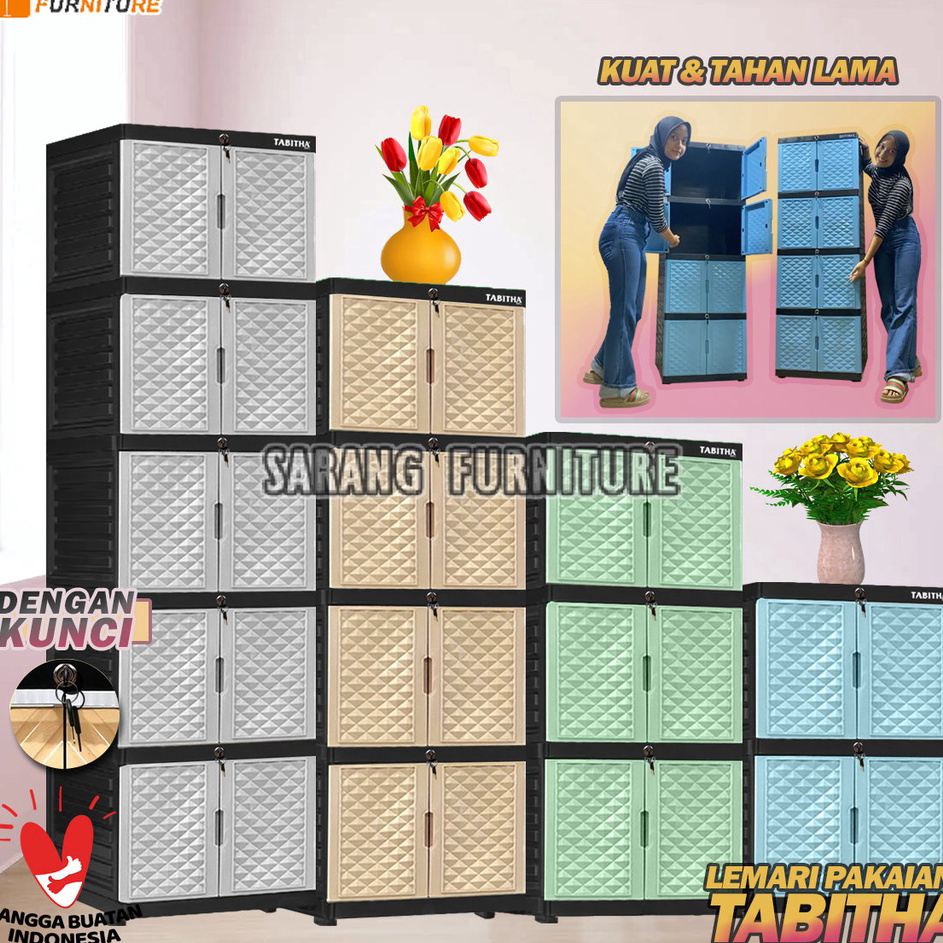 Terbaru 3.3 LEMARI PAKAIAN PLASTIK LEMARI PINTU FULL KUNCI LEMARI APOLLY STAR LEMARI TABITHA